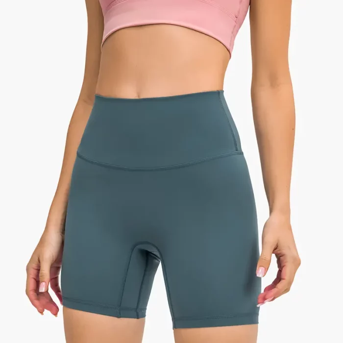 Women's Yoga Shorts - Moisture-Wicking Fabric, Hidden Waistband Pocket 1