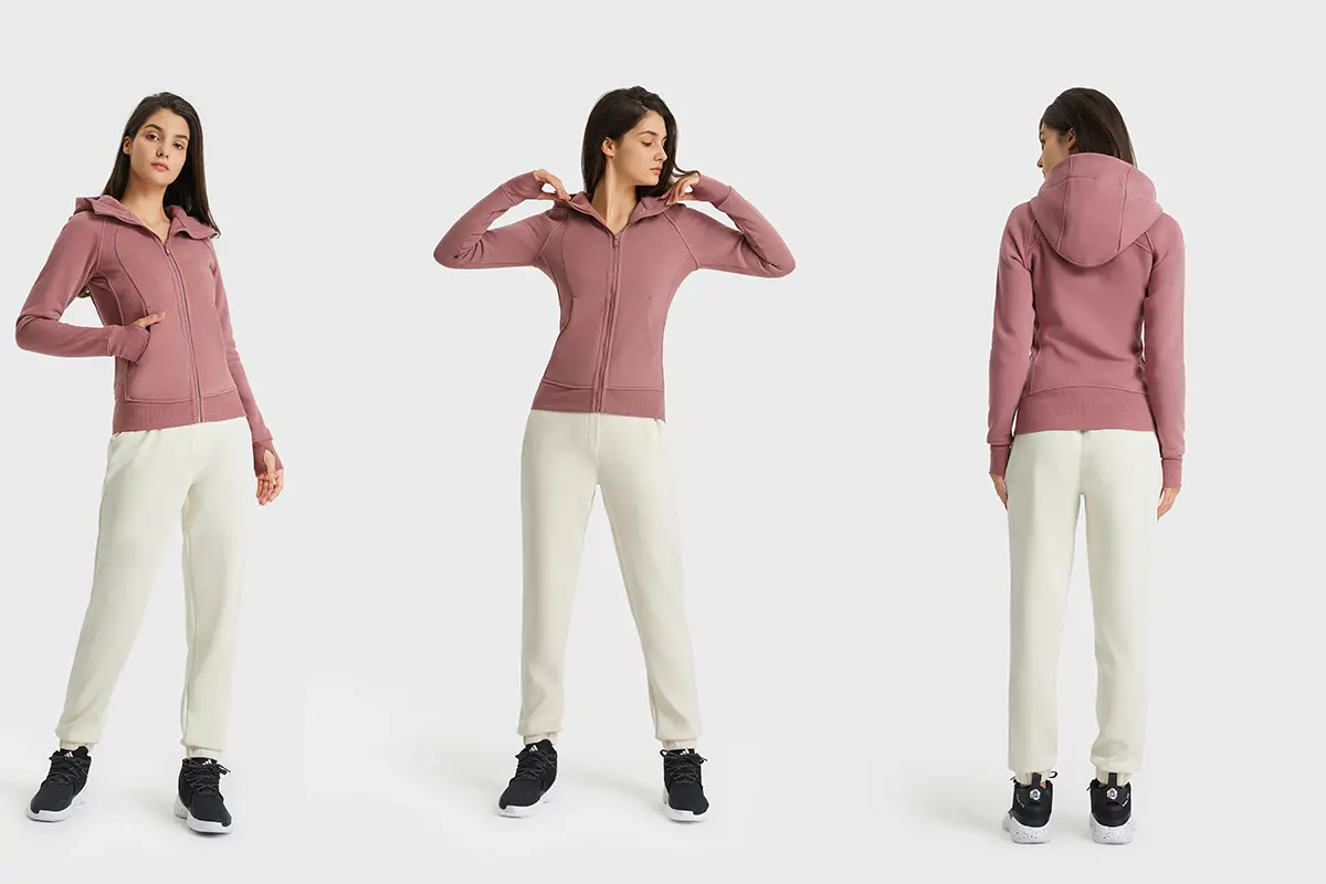 Women Sports Zipper Running Winter warm windproof Jacket with hooded Fitness Gym Training Coat Lady Yoga jogging Jacket-aprilluck (1)