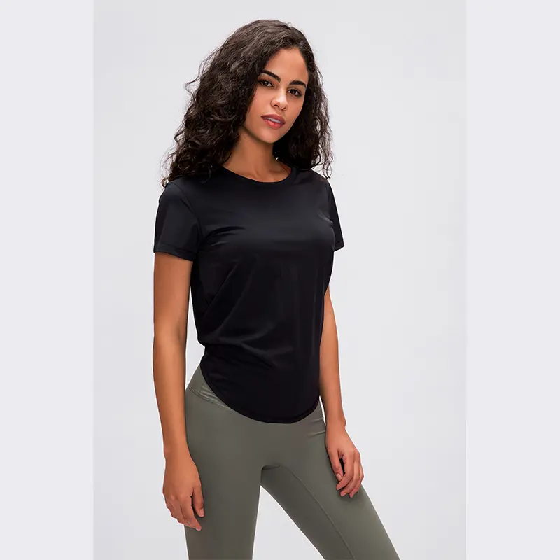 Aprilluck-Wholesale Gym Wear Seamless Crop Top Midriff -t -shirt (3)
