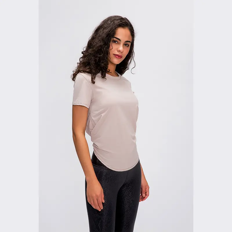 Aprilluck-Wholesale Gym Wear Seamless Crop Top Midriff -t -shirt (4)