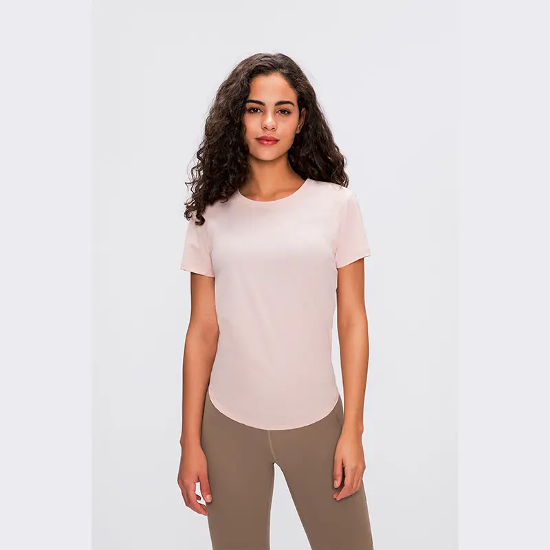 Aprilluck-Wholesale Gym Wear Seamless Crop Top Midriff -t -shirt (5)