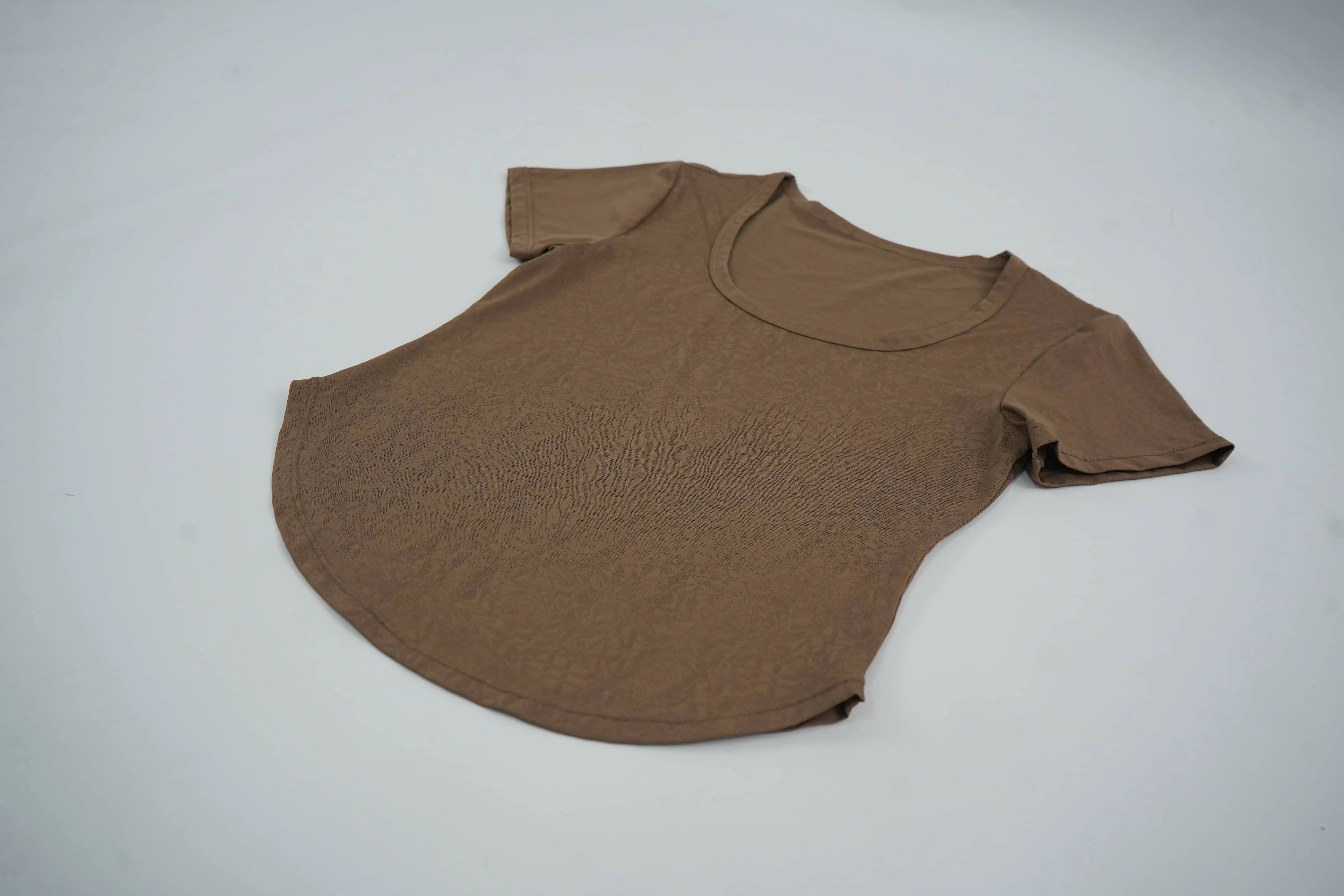 Jacquard slim fit, yoga short sleeves, slimming, rounded hem, sports top, women's, running breathable, quick-drying fitness clothes