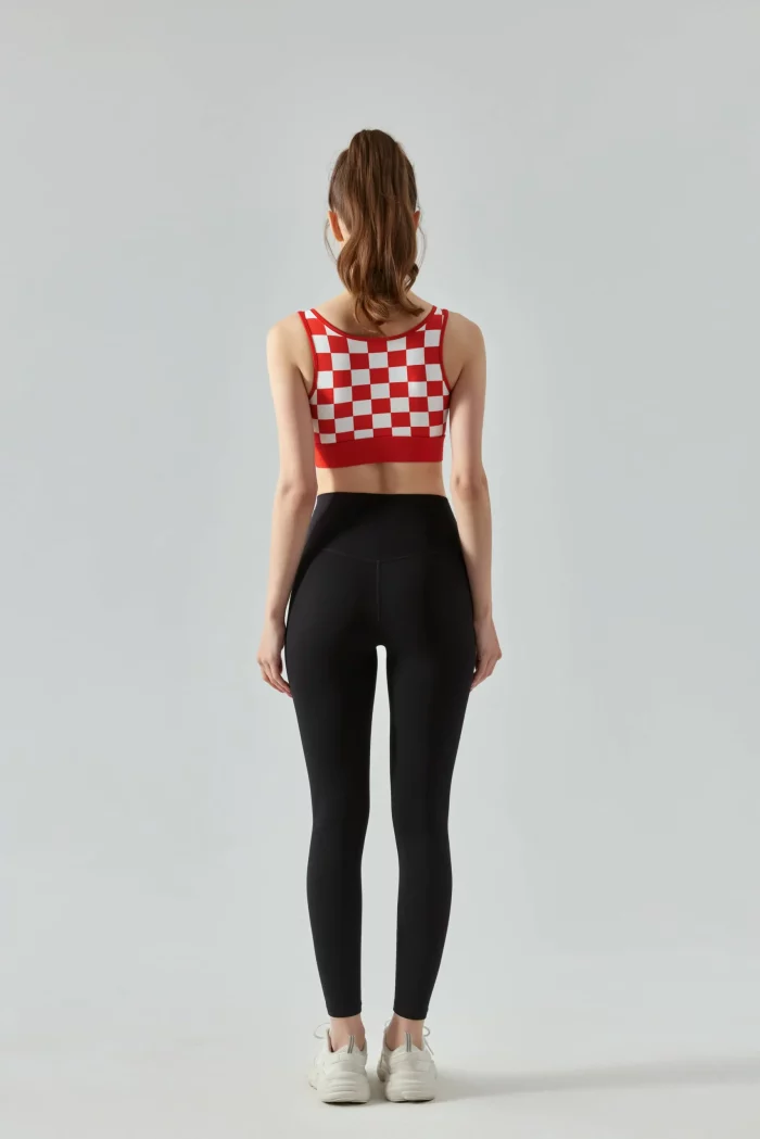 Nude Checkerboard Sports Bra-red