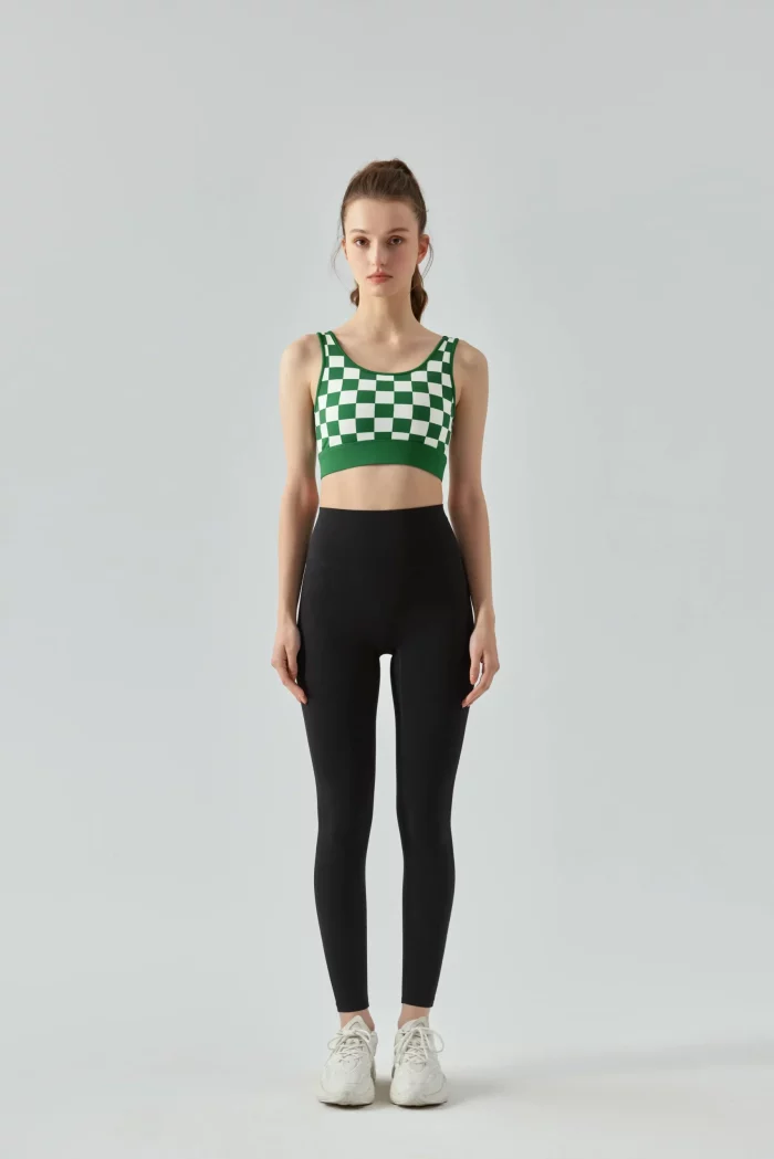 Nude Checkerboard Sports Bra-green
