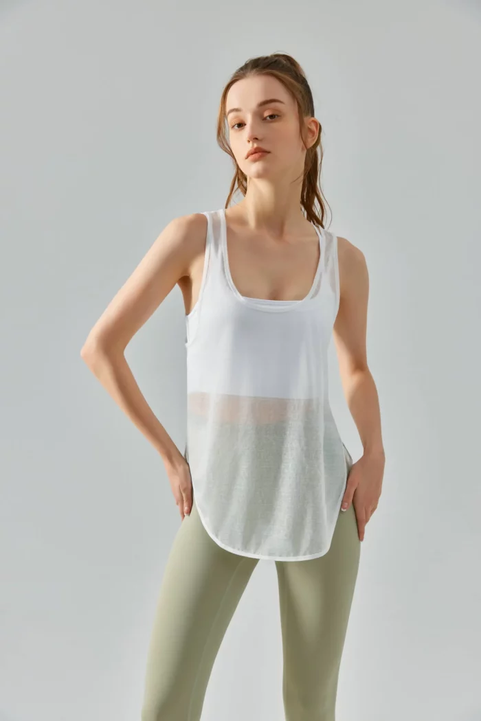 Stay cool​​ and stylish with​​ our Casual Side​​ Slits Sports​​ Vest!-white