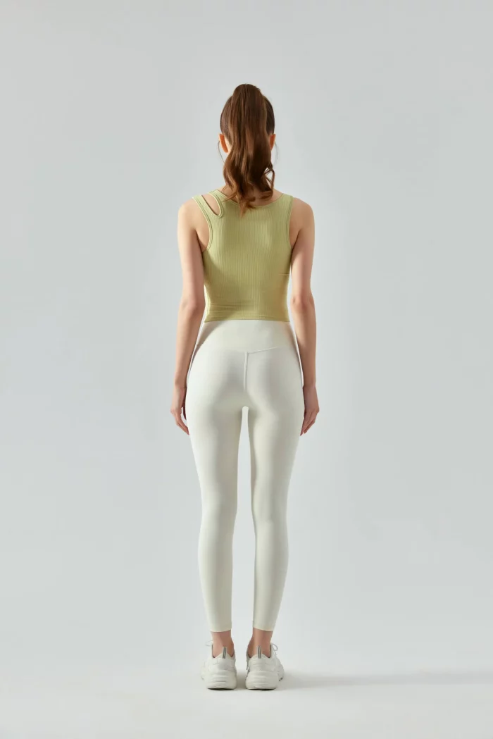 Ribbed Slim Fit Yoga Tops back-Wasabi Green