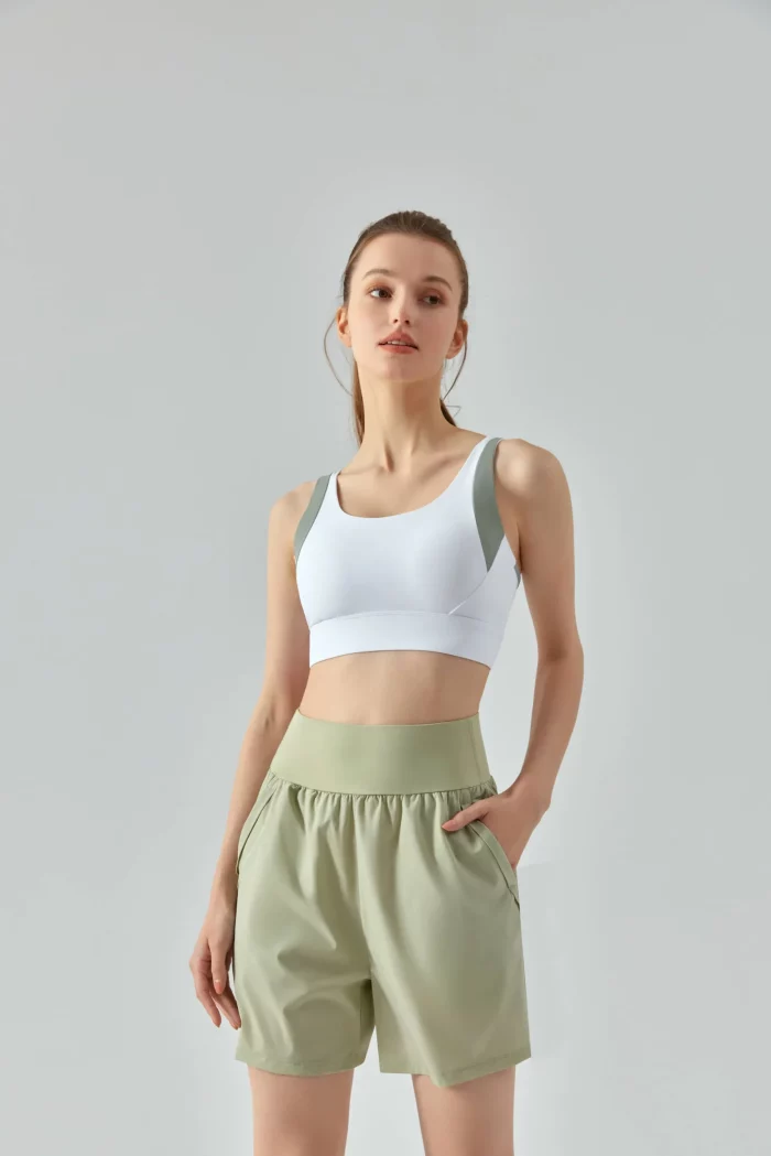 Seamless Sports Bra with Buckle Back Design-white