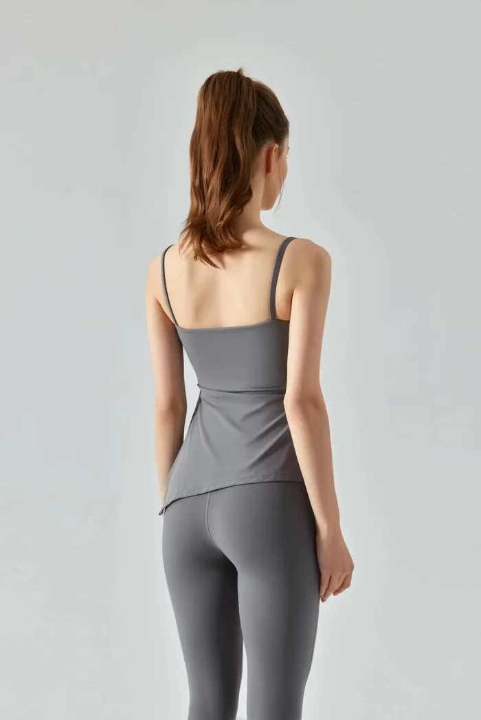 Seamless Sports Bra with Side-Pleating-gery back