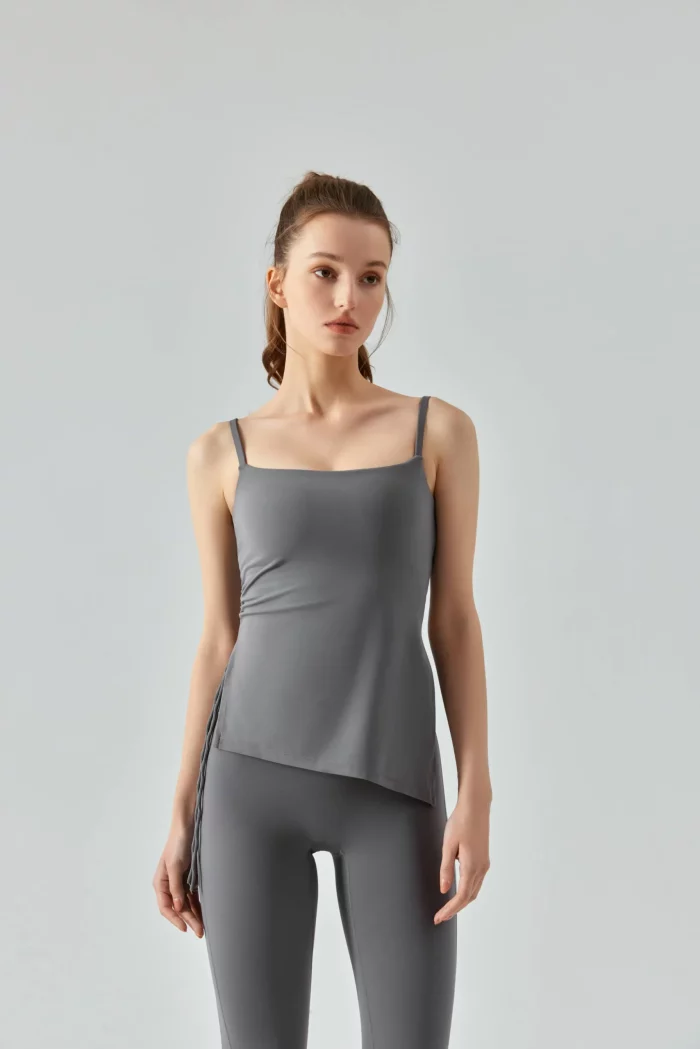 Seamless Sports Bra with Side-Pleating-gery