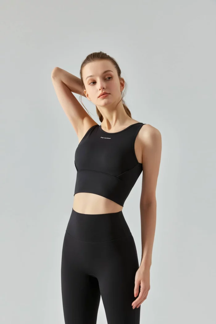 Breathable Sports Yoga Vest with Detachable Chest Pad-black