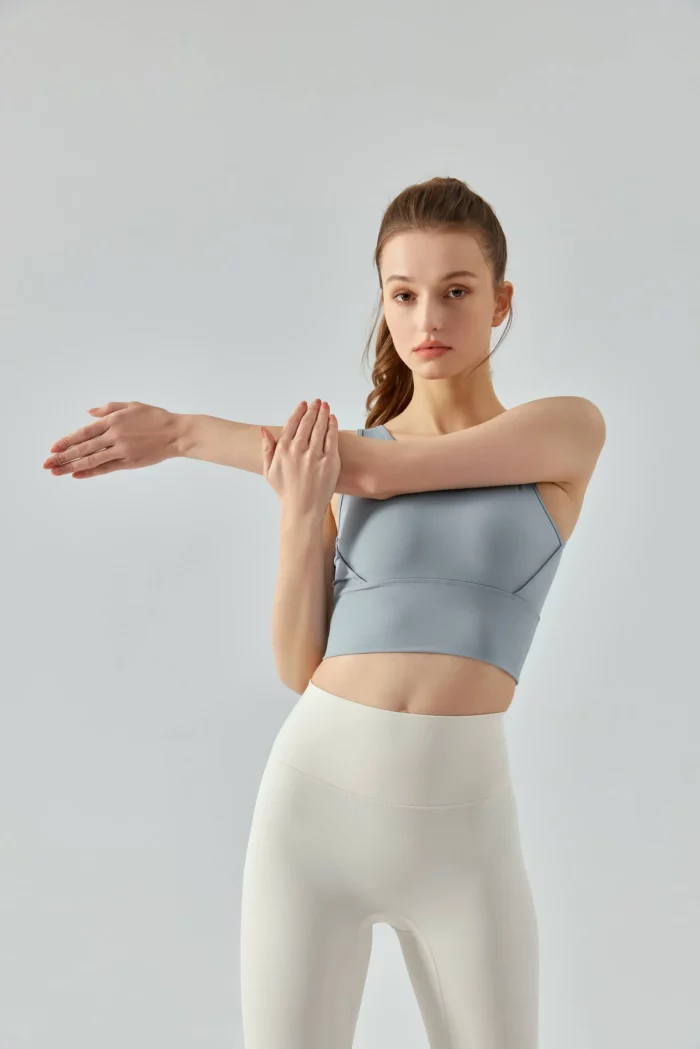 Breathable Sports Yoga Vest with Detachable Chest Pad-light blue