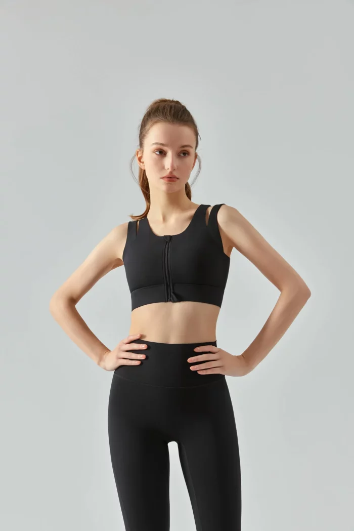 High Strength Front-Zip Sports Bra with Integrated Chest Pad back