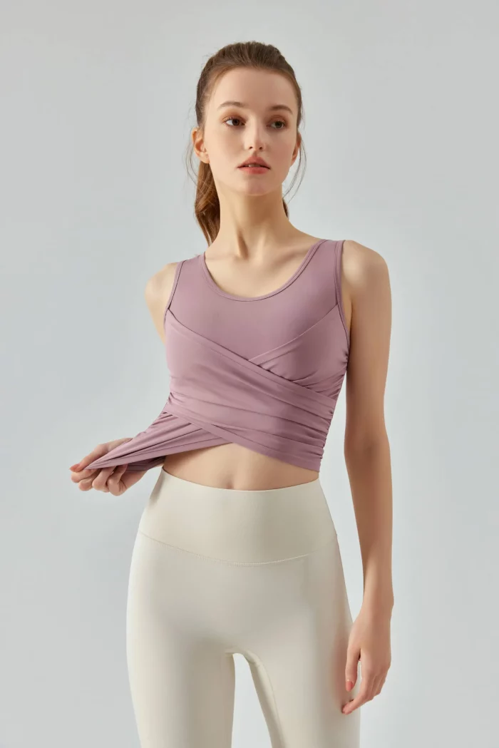 Women's Yoga Vest with Semi-Fixed Cup and Chest Pad purple
