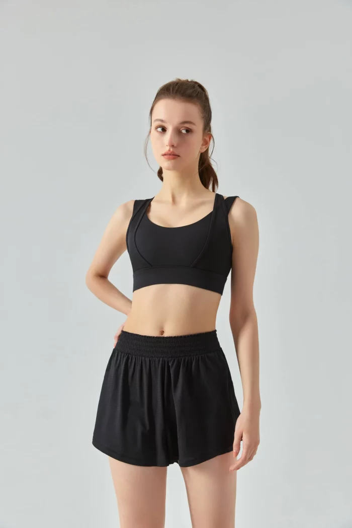 Spliced Yarn High-Strength Sports Bra black