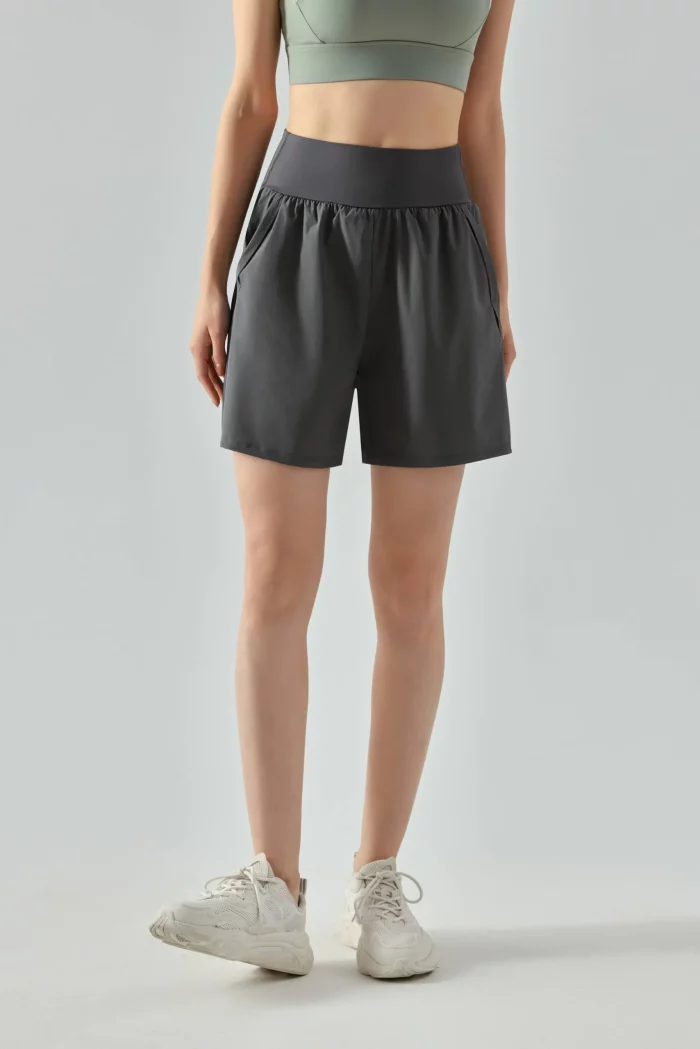 High-Rise Tummy Control Sports Shorts-Aprilluck grey