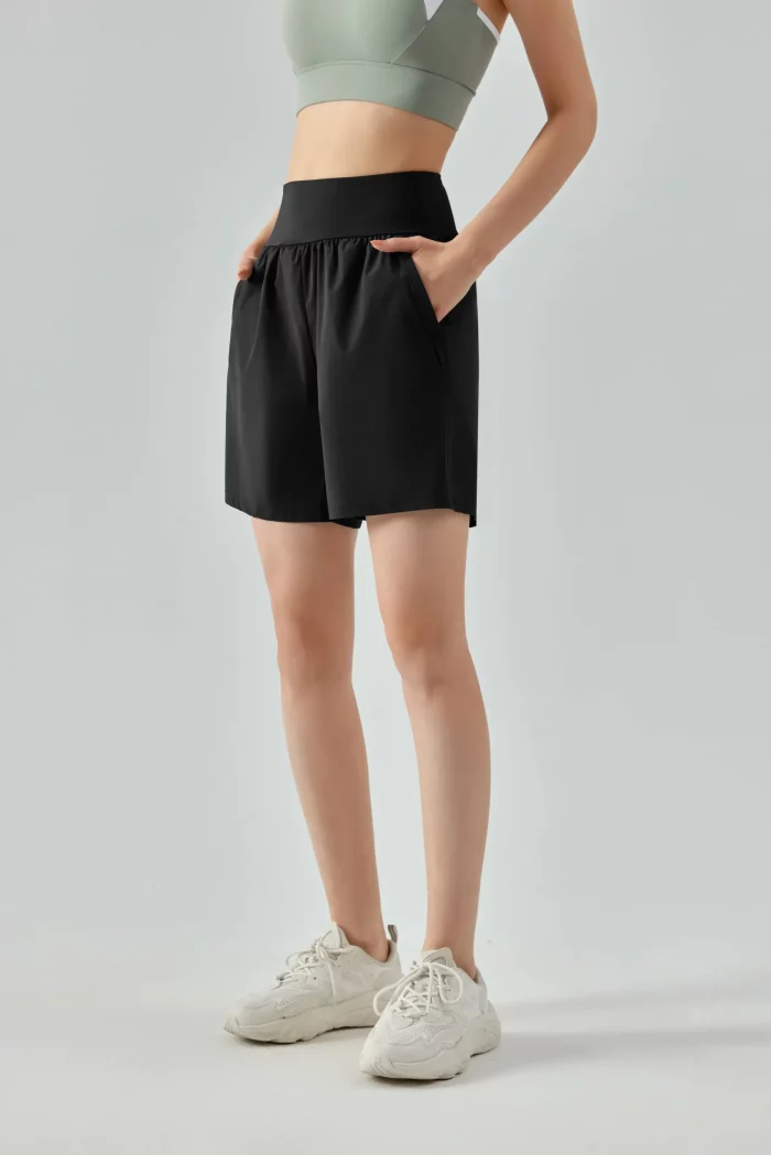 High-Rise Tummy Control Sports Shorts-Aprilluck black