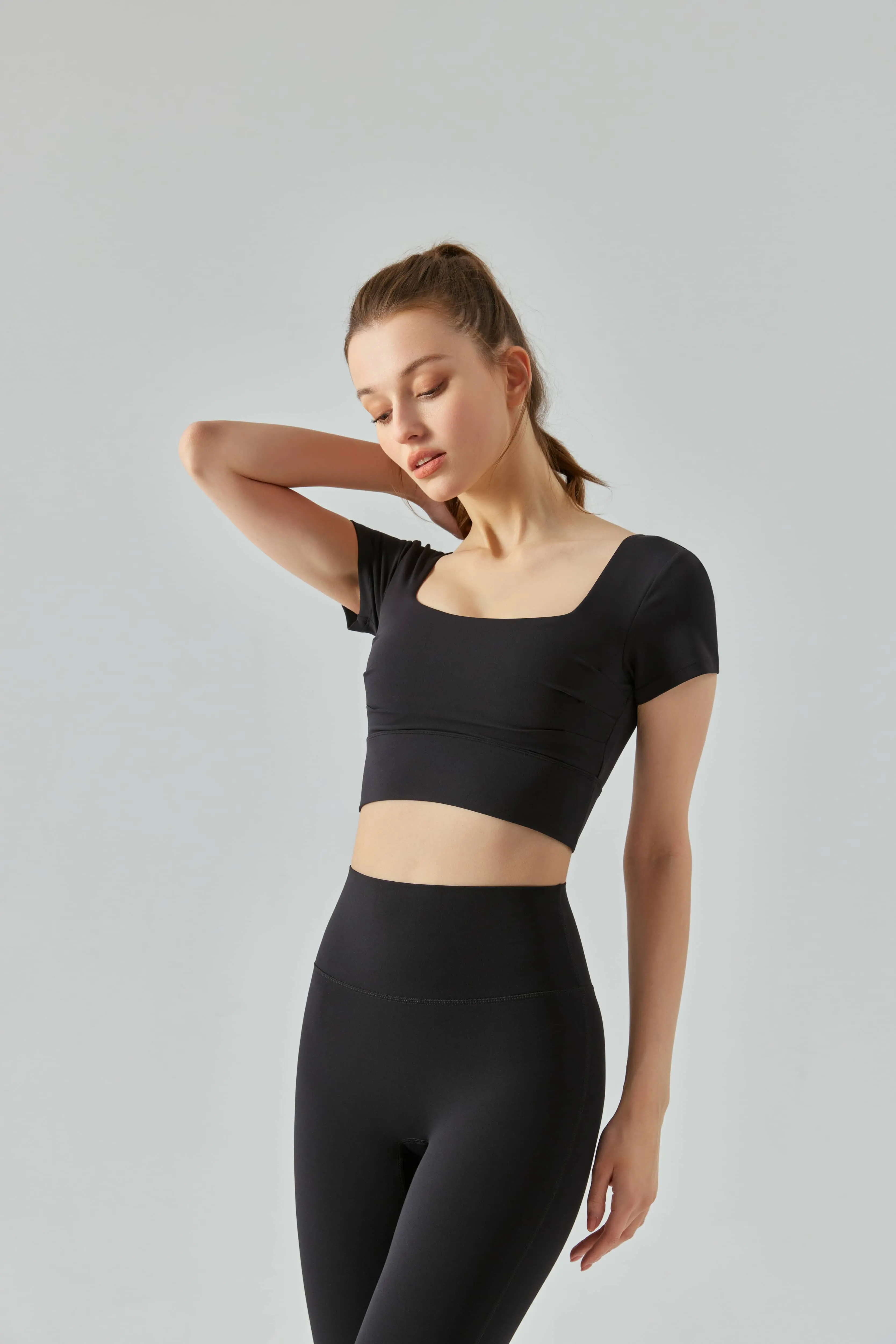 Fitness T-Shirt with Detachable Chest Pad & Hollow Back Detailing