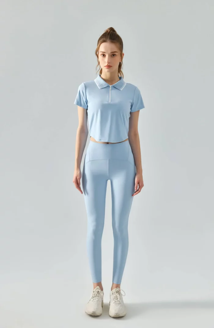 Wholesale Contrast Color Half-Zip Yoga T-Shirt for Women - Spring/Summer Collection