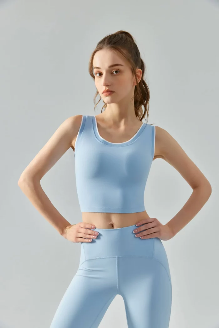 Wholesale Spliced Crew Neck Sports Bra for Women - Amazon Best Seller sky blue