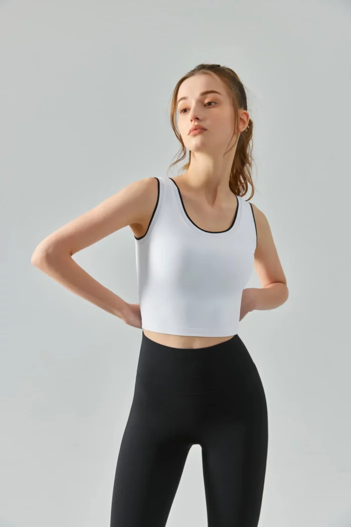 Wholesale Spliced Crew Neck Sports Bra for Women - Amazon Best Seller-white
