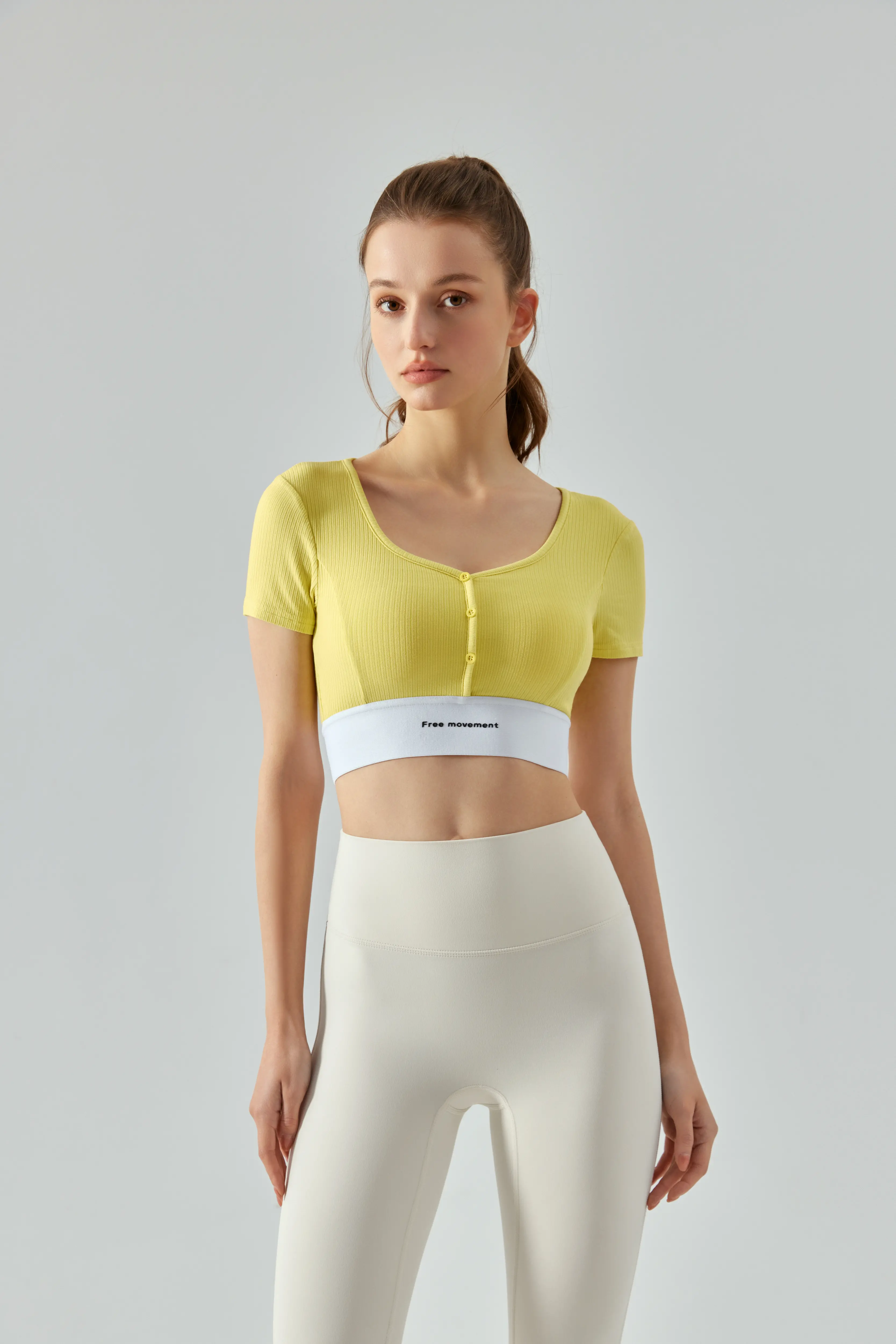 Colorblock Button-Up Short Sleeve Women's Quick-Dry Loose Fit V-neck Running Fitness Yoga Shirt