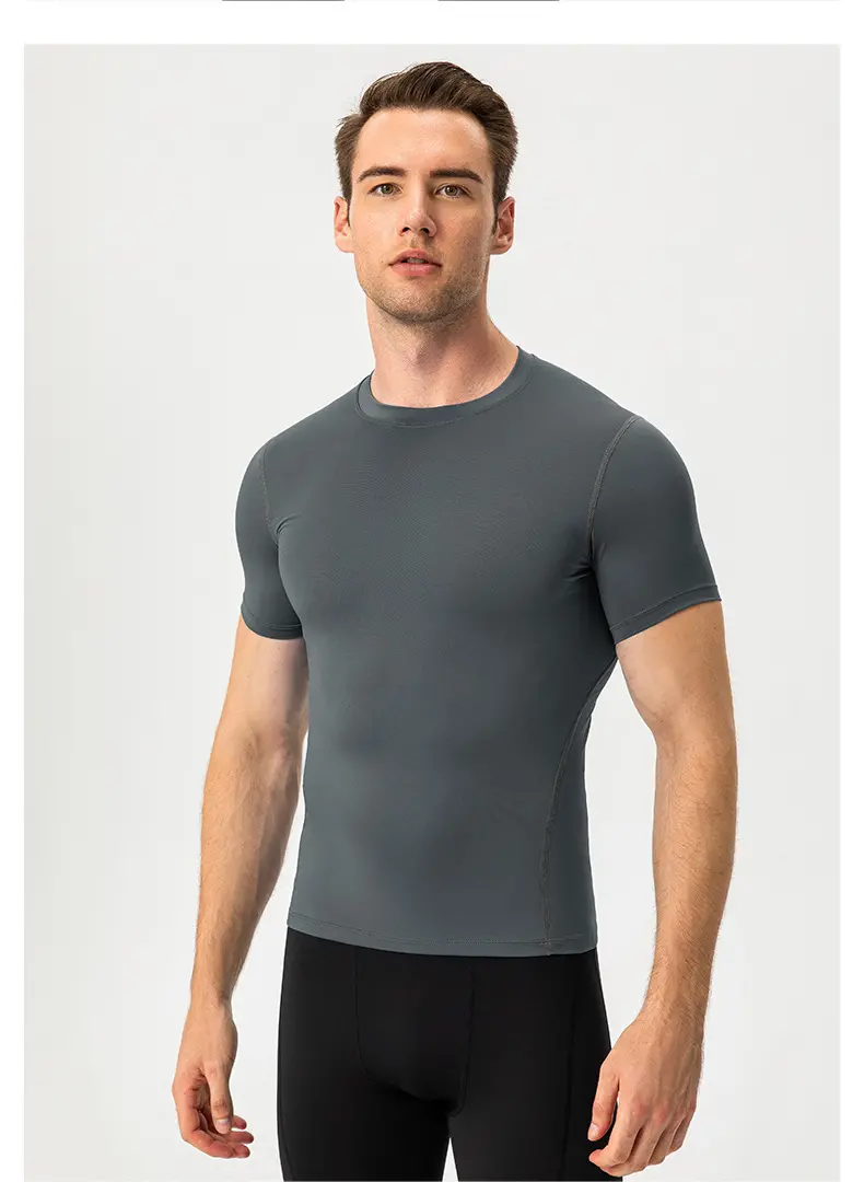 Men's Tight-Fit Training Activewear: Wholesale Running Short-Sleeve Sportswear | Amazon Elastic Quick-Dry T-shirt Supplier