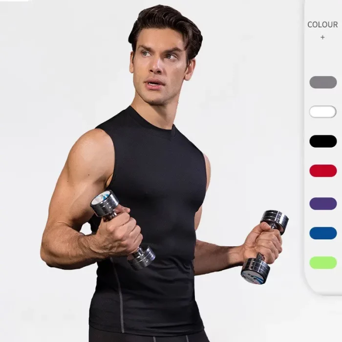 Men's PRO Sport Running Fitness Vest Elastic Quick Dry Tank Top Custom Tight Fit Training Activewear Manufacturer (4)
