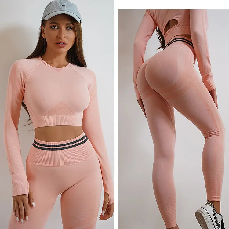 Aprilluck Premium Sportswear Set for B2B Market – Long-Sleeve Top, Pants, and Sports Bra