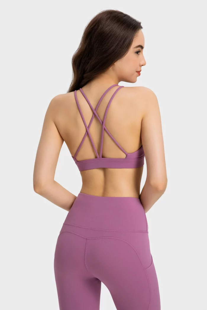 Customizable Cross Back Sports Bra Bulk Supply (5)