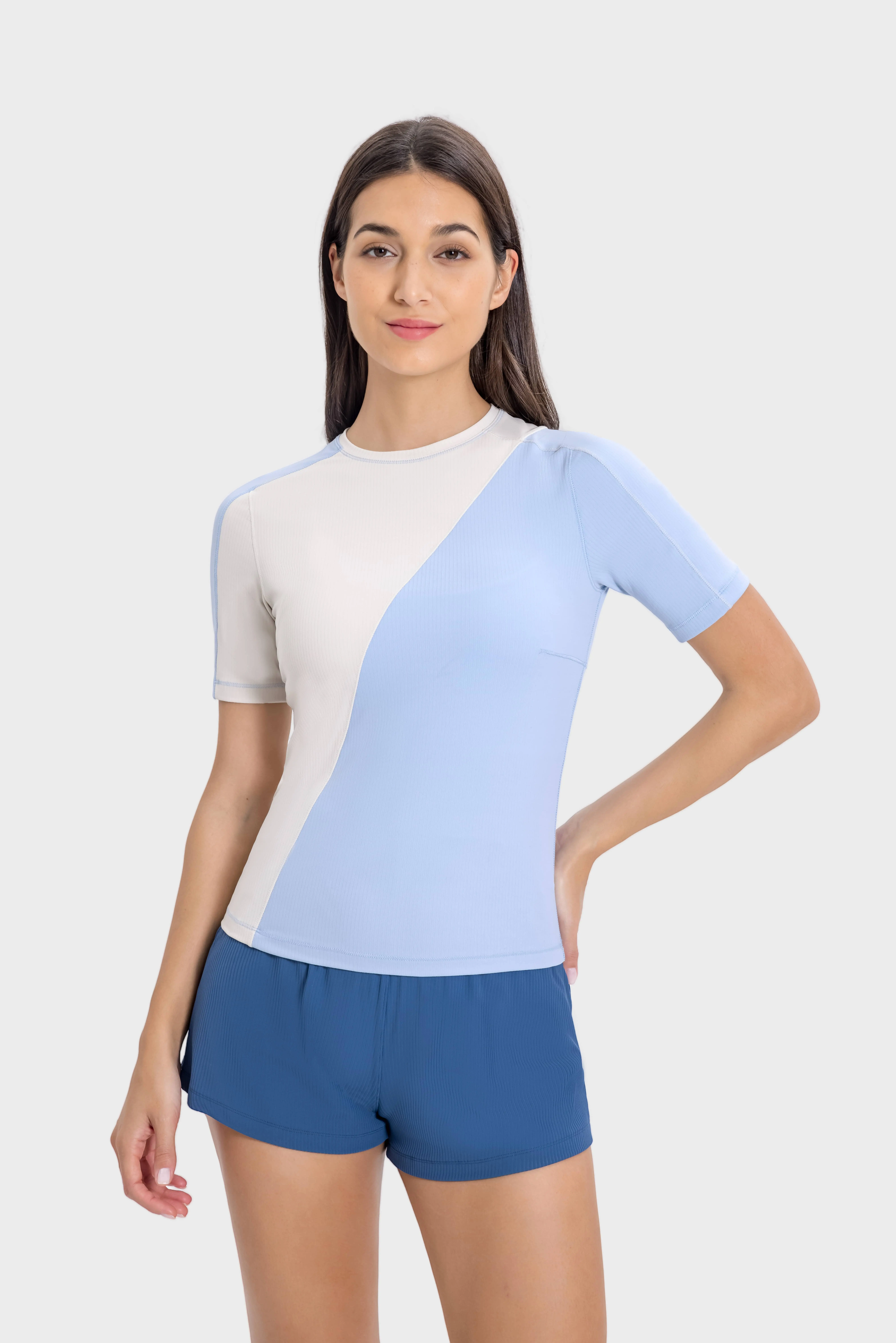 Wholesale High-Elasticity Women's Yoga Sport Tees - Customizable Fit (7)