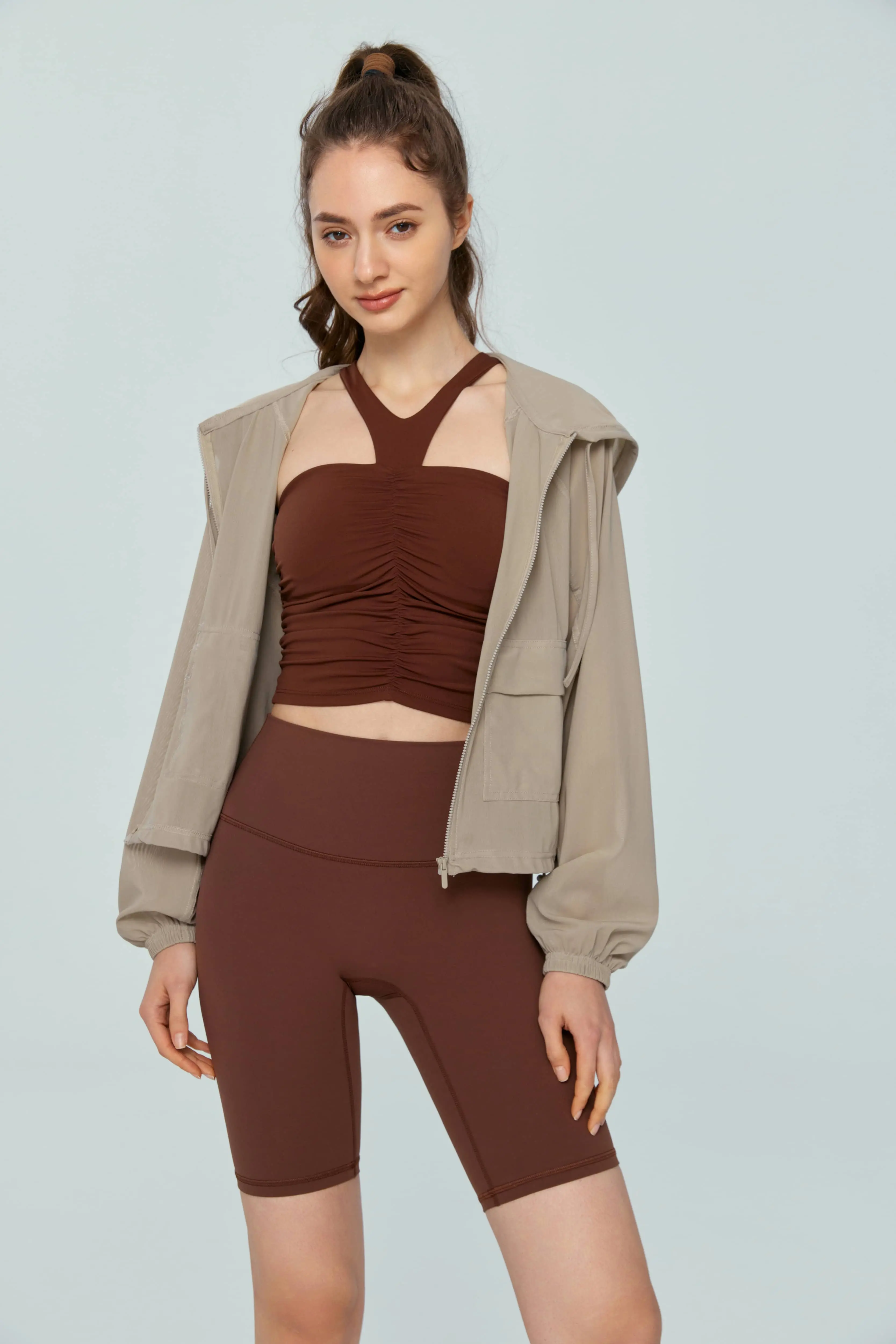 Wholesale Women's Lightweight Yoga Hooded Jacket Customizable & Breathable (2)